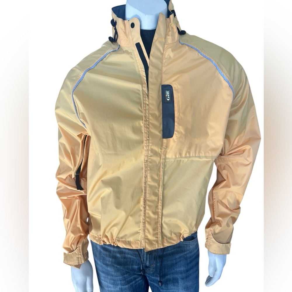 Gill Men's yellow rain gear Windbreaker Jacket zipper and Velcro size large